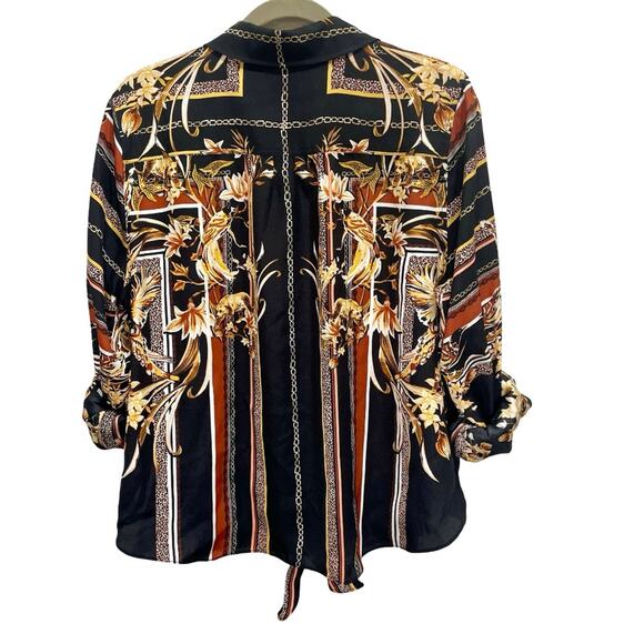 NEW INC Women’s Front Tie Button-Front Collared Leopard Floral Print Blouse - XL - Picture 3 of 10